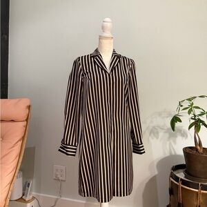 Scotch & Soda Black and White Striped Long Sleeve Dress